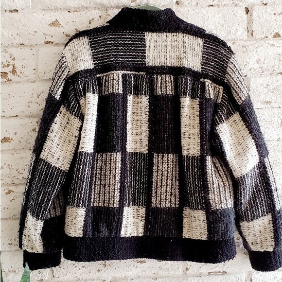 Vintage Doncaster Patchwork Wool Blend Jacket Coat Black & White Size M? - Picture 2 of 16